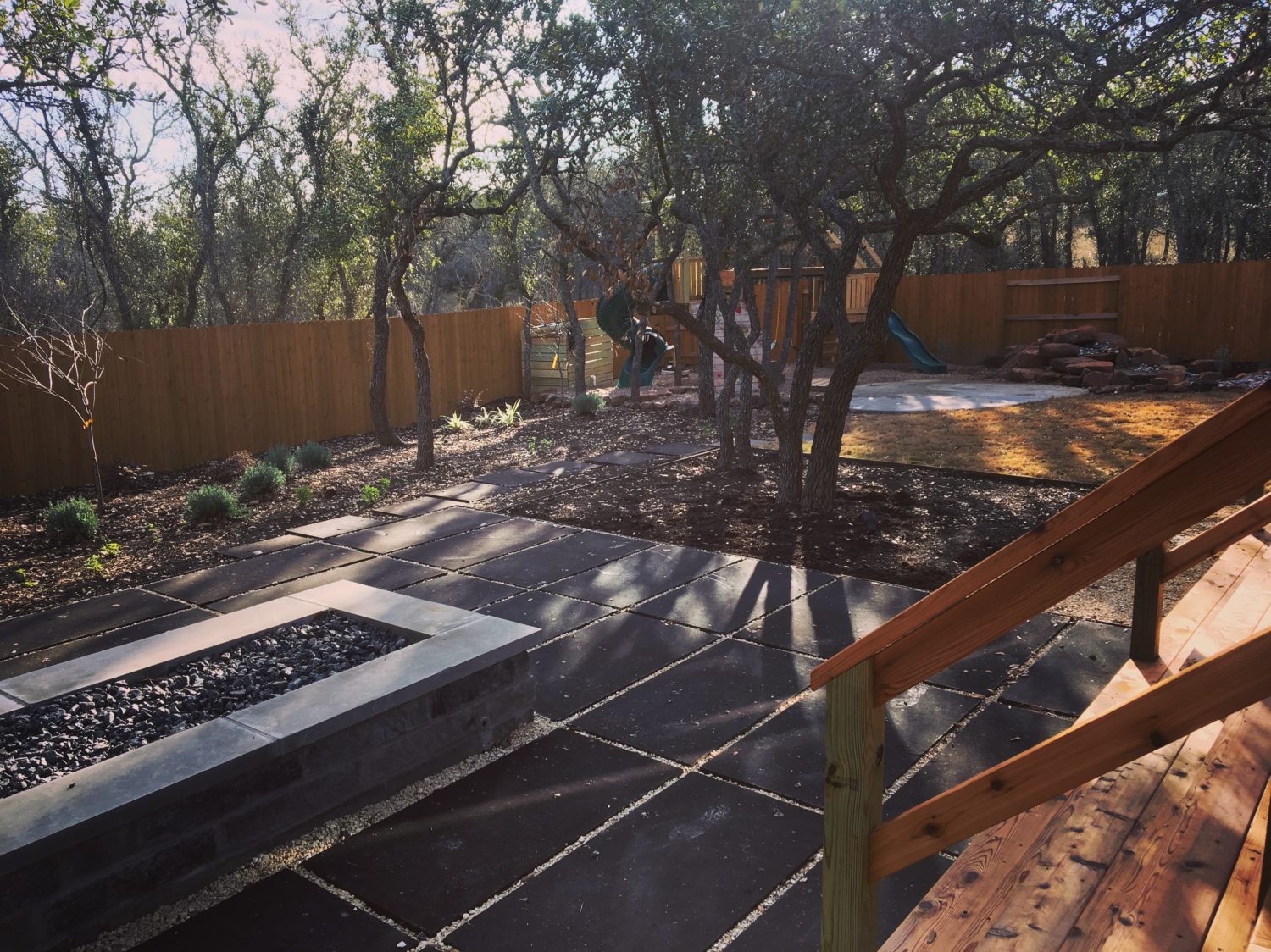 Austin landscape and design - Cantera slab patio