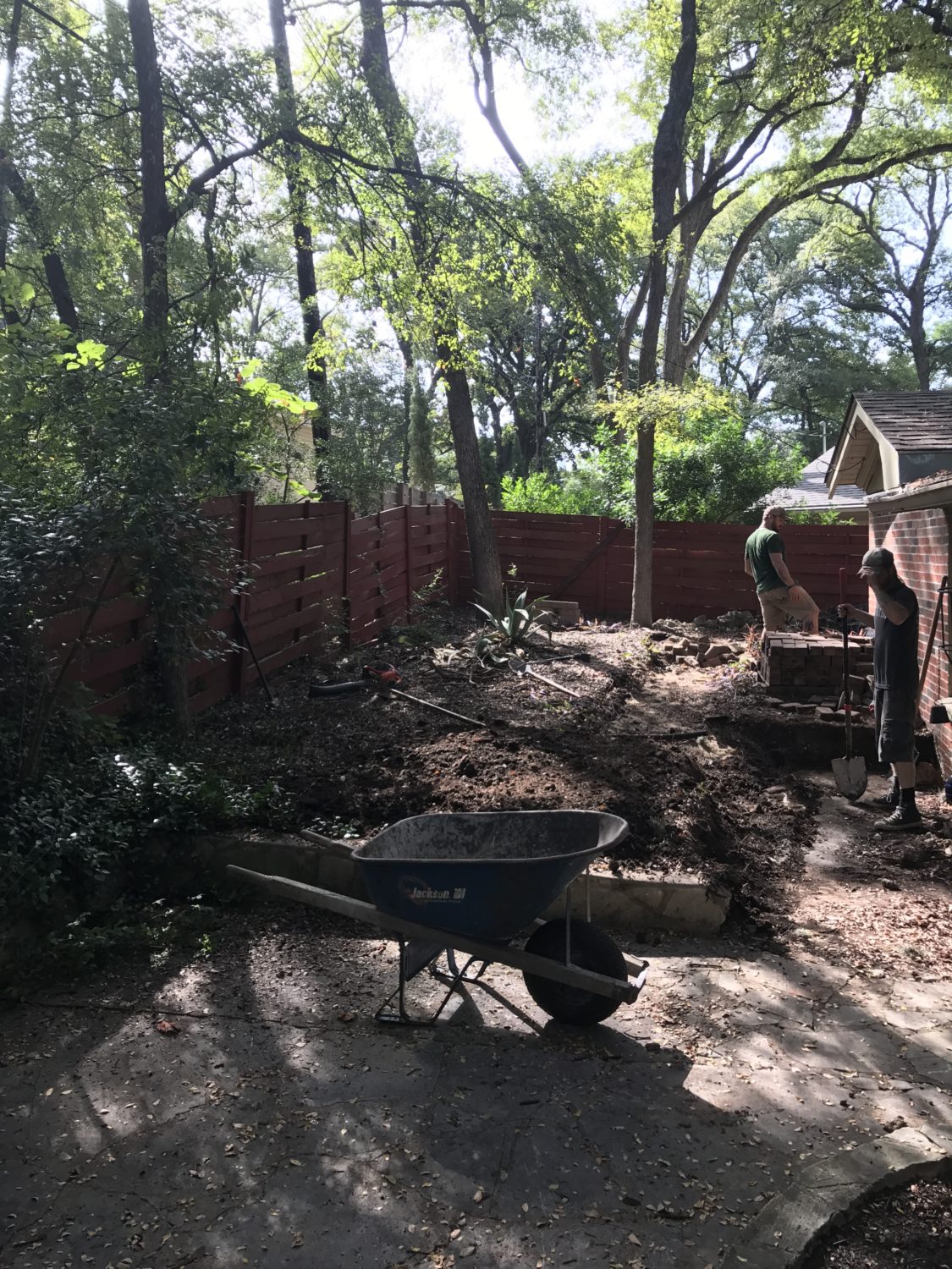 Austin landscape and design - cedar bench and boardwalk