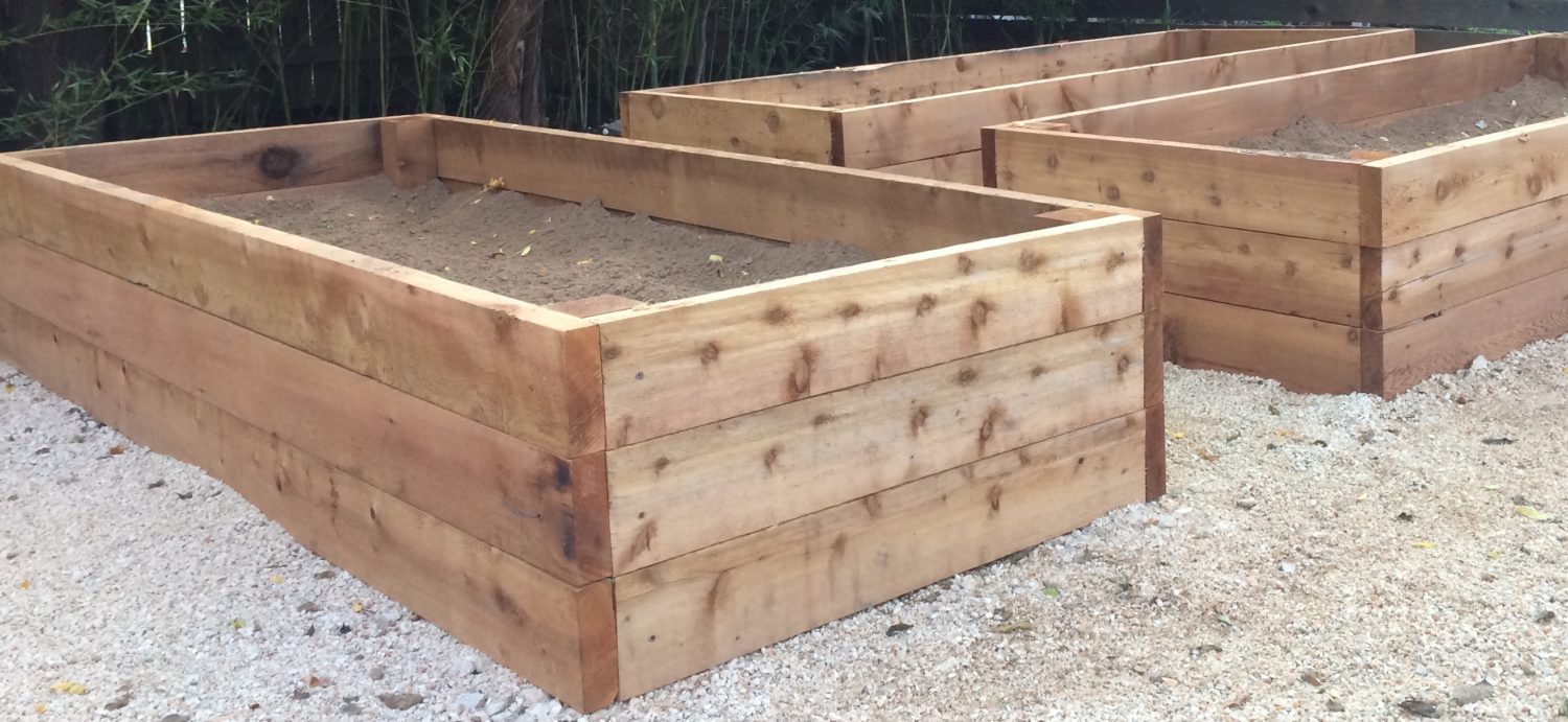 Austin landscape and design - raised cedar vegetable gardens